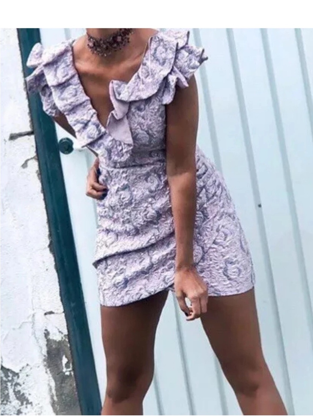 Zara Lilac Ruffled Dress - Picture 2 of 8